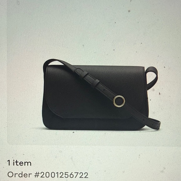 Cuyana Handbags - Cuyana Black Leather Shoulder or Crossbody Bag with Gold Ring Accent